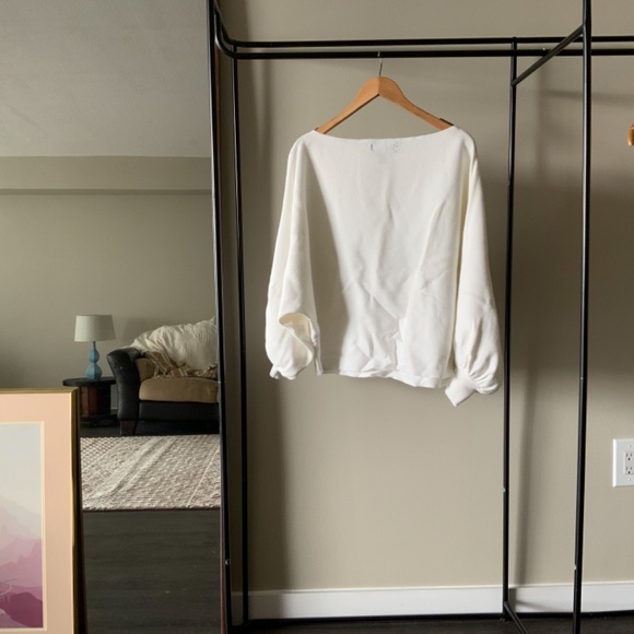 White Over the Shoulder Sweater - Picture 2 of 5